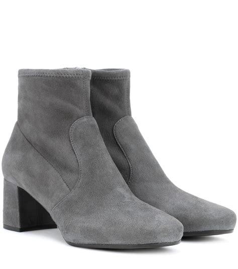 prada grey suede boots|Prada 55 leather ankle boots.